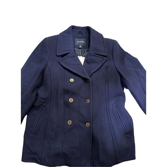 Lands’ End wool blend double breasted pea coat purple women’s size 20W NWT NEW - Picture 1 of 7